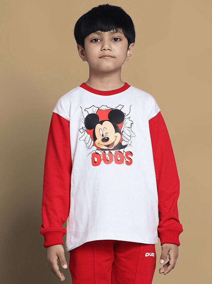 MORTIMER OVERSIZED SWEATSHIRT FOR BOYS & GIRLS WHITE RED - KIDS SWEATSHIRT