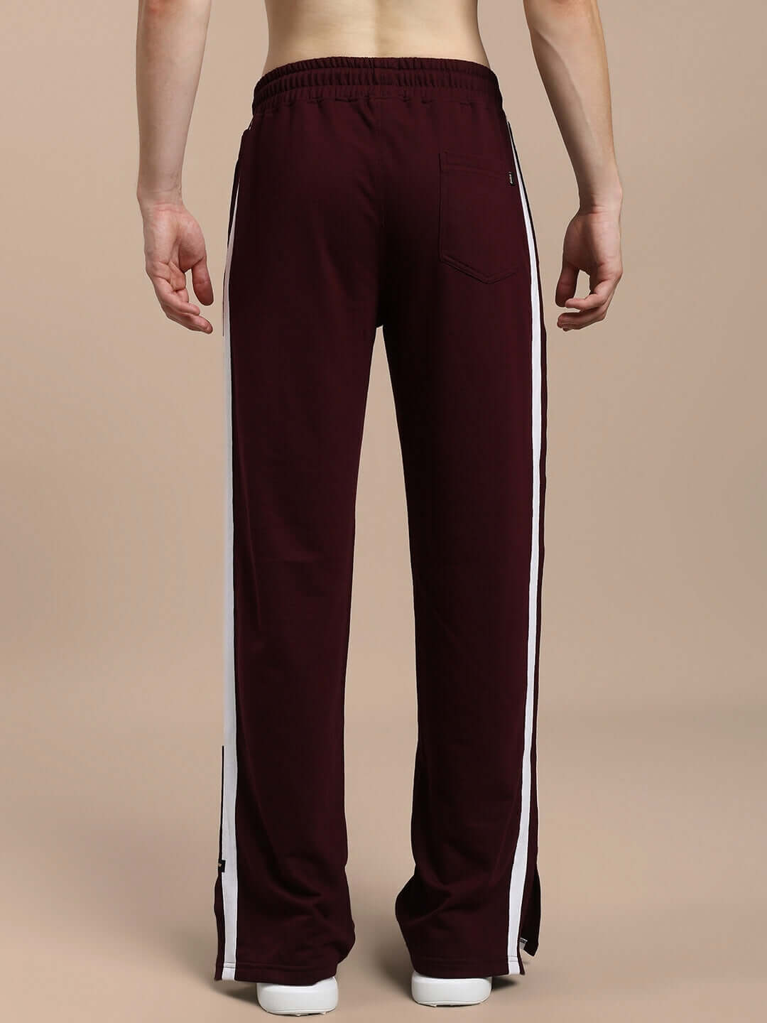 Back view of MOSCOW RELAXED FIT JOGGERS MAROON showcasing soft fabric and stylish design.