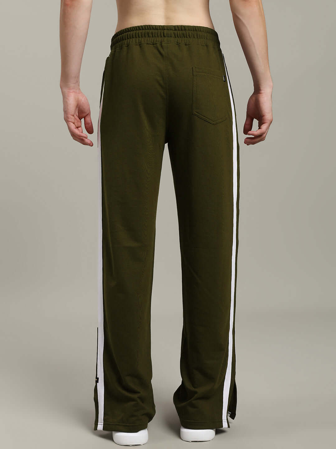 Back view of MOSCOW RELAXED FIT JOGGERS OLIVE GREEN showcasing premium fabric and design for comfort and style.