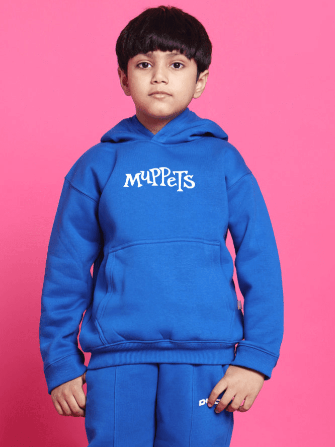 MUPPETS OVERSIZED FLEECE HOODIE BOYS GIRLS ROYAL BLUE - KIDS HOODIE