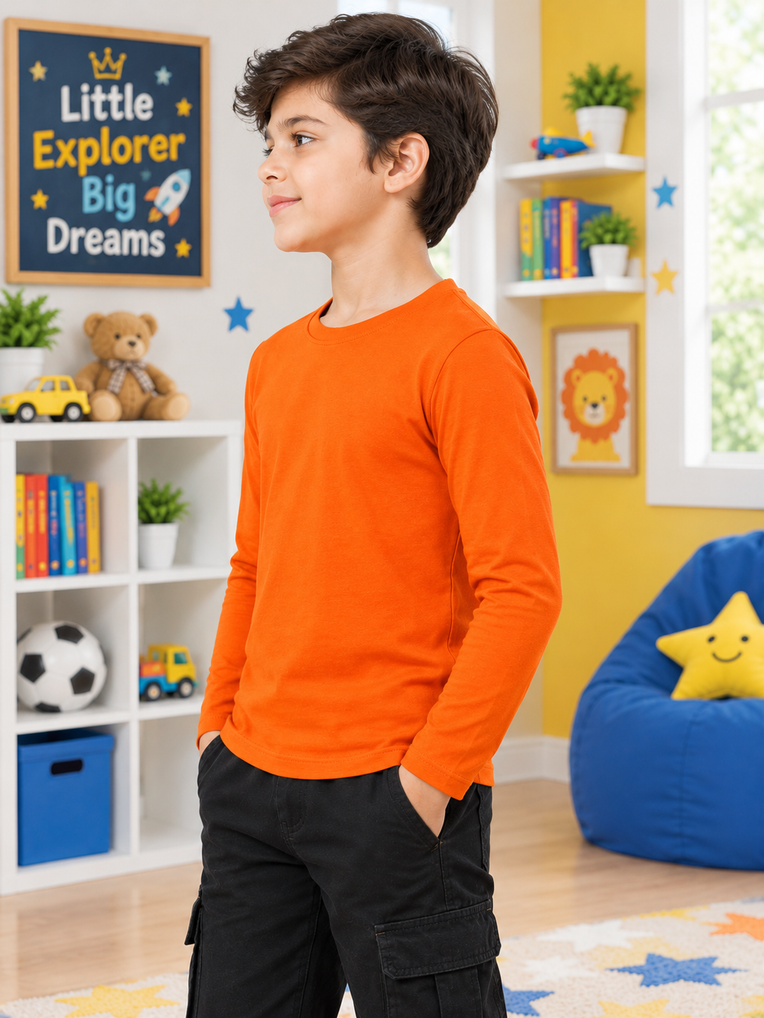 OMNI SLIM FIT COTTON SWEATSHIRT FOR BOYS GIRLS ORANGE