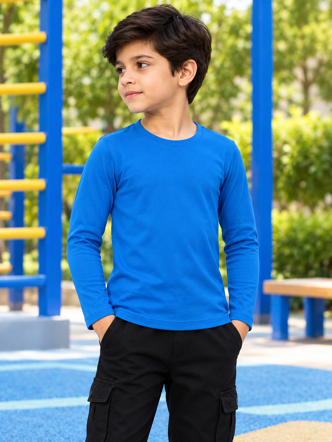 OMNI SLIM FIT COTTON SWEATSHIRT FOR BOYS GIRLS ROYAL BLUE