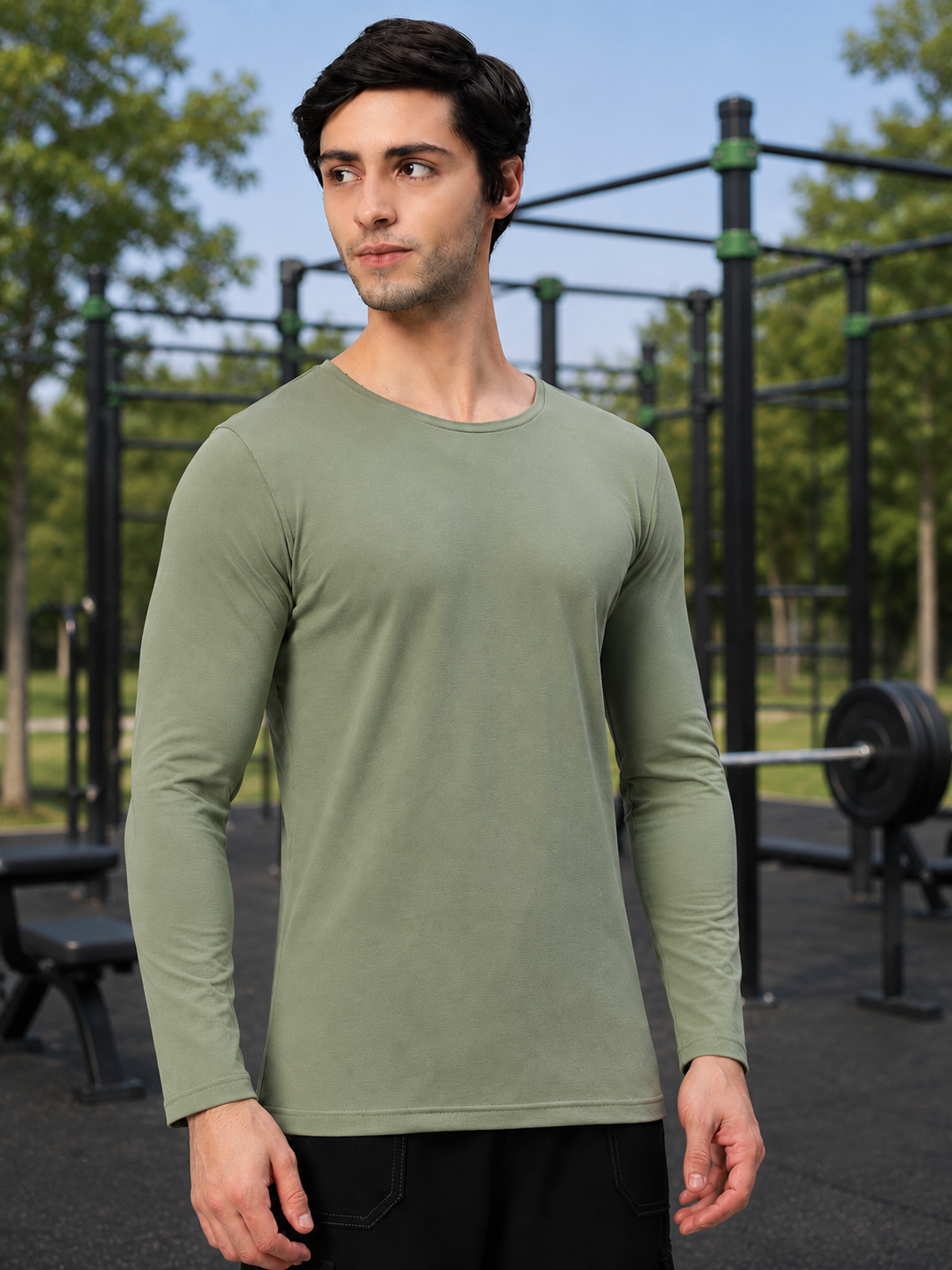 OMNI SLIM FIT SWEATSHIRT SAGE GREEN - Wearduds, view 3