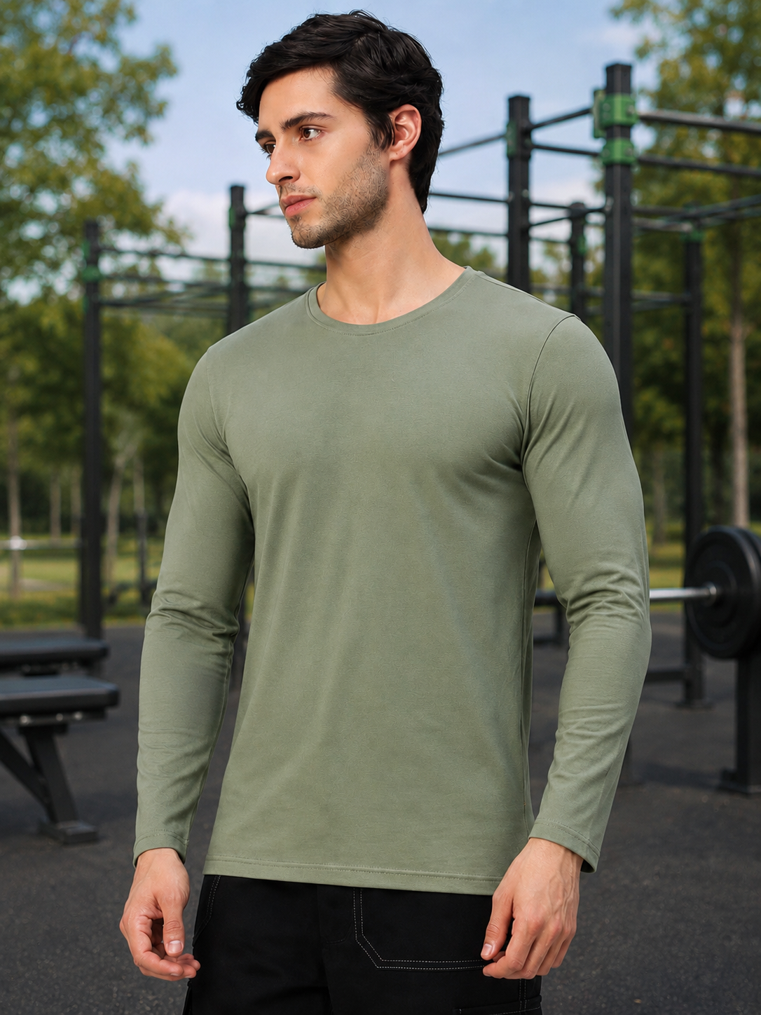 OMNI SLIM FIT SWEATSHIRT SAGE GREEN - Wearduds, view 5