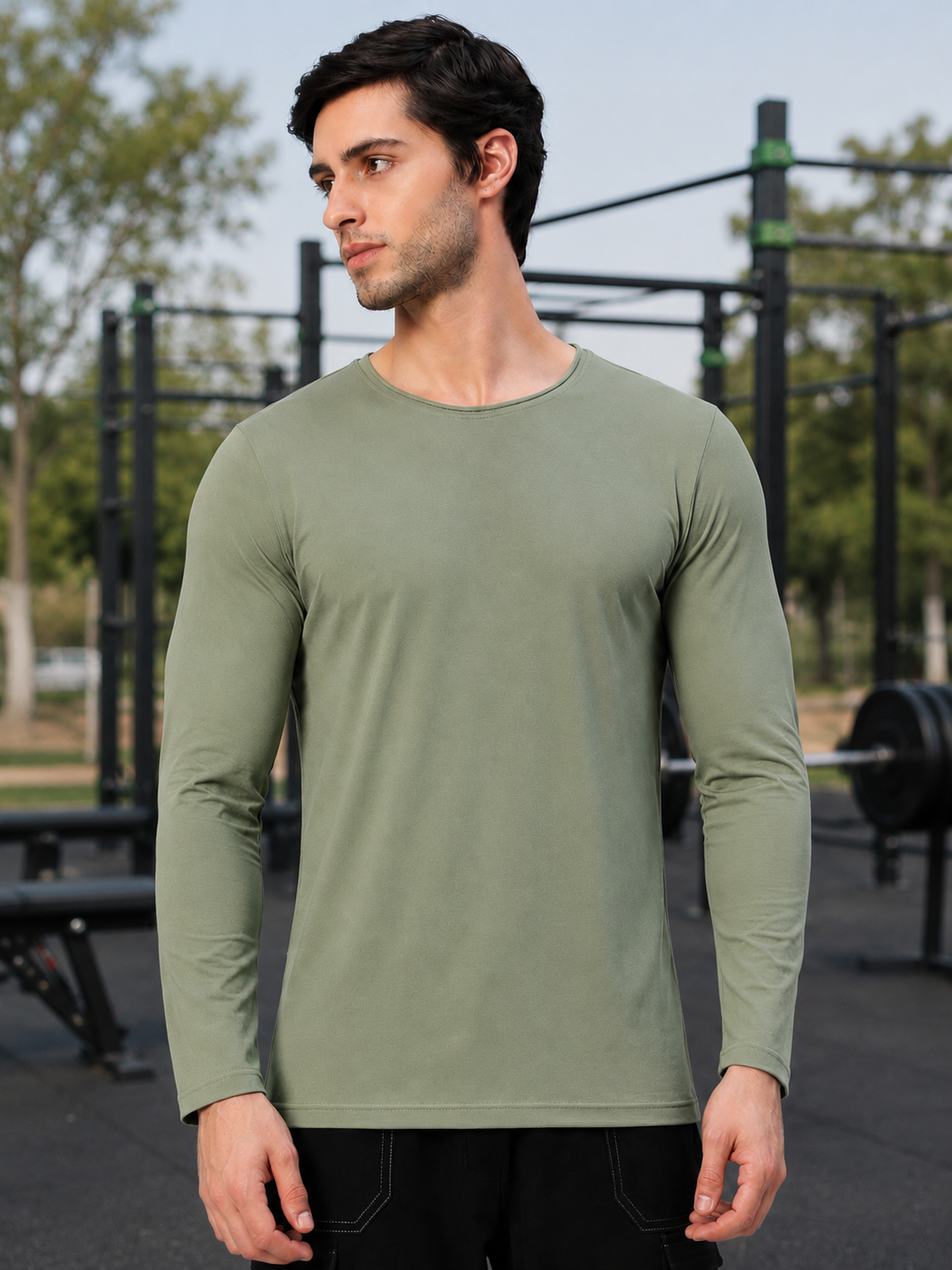 OMNI SLIM FIT SWEATSHIRT SAGE GREEN - Wearduds, view 1