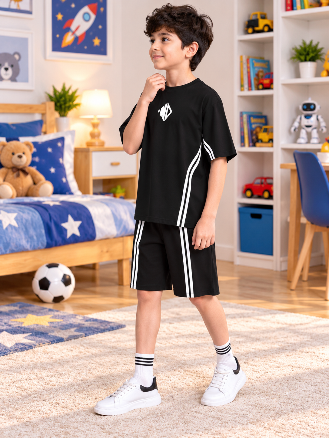 OUTLOOK HALF CO-ORD FOR BOYS GIRLS BLACK - Wearduds, view 2