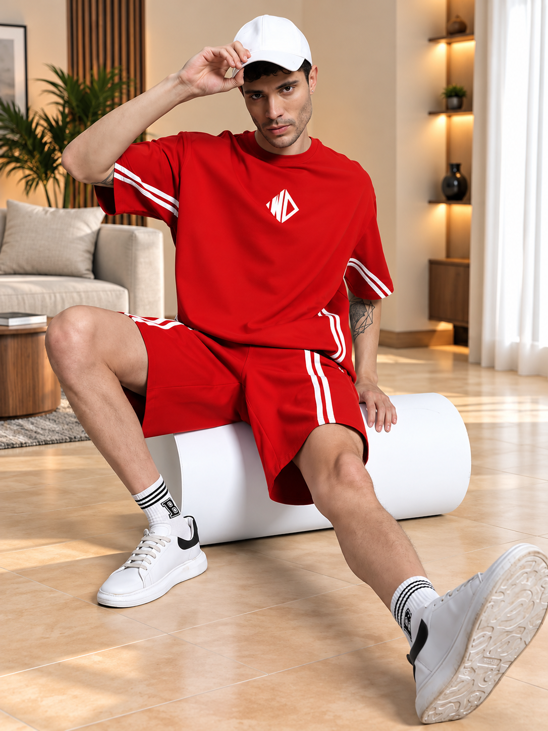 OUTLOOK SUMMER CO-ORD SHORTS SET RED - Wearduds, view 1
