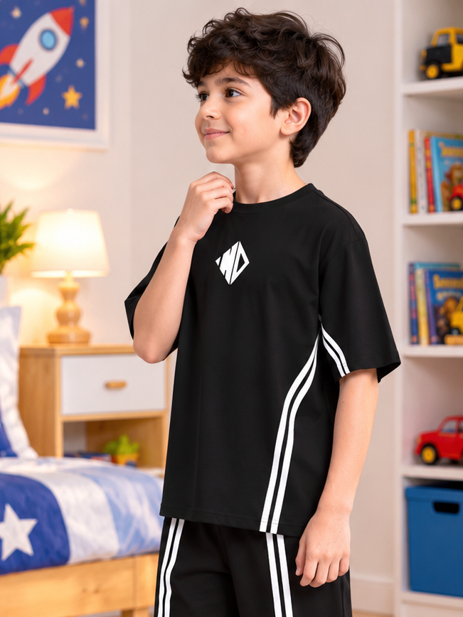 OUTLOOK T-SHIRT FOR BOYS GIRLS BLACK - Wearduds, view 2