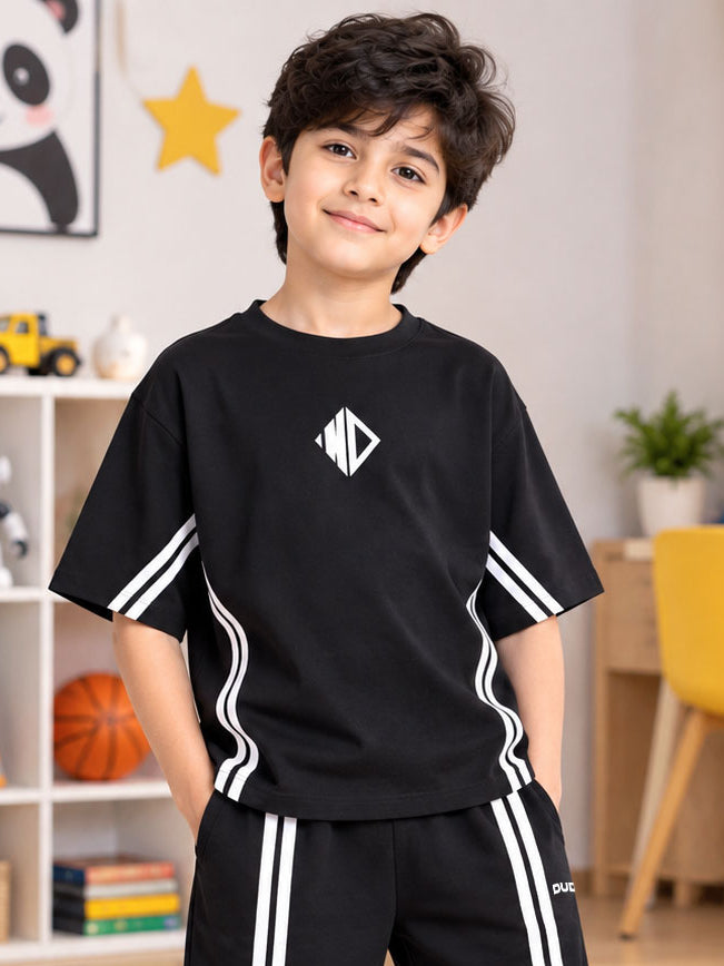 OUTLOOK T-SHIRT FOR BOYS GIRLS BLACK - Wearduds, view 1