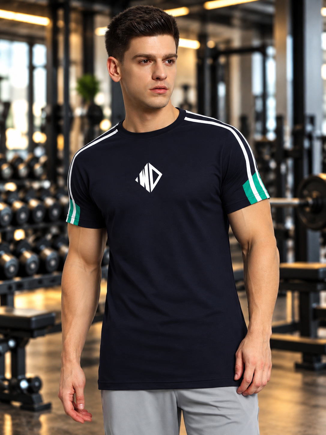 PRIMA REGULAR T-SHIRT NAVY BLUE GREEN - Wearduds, view 1