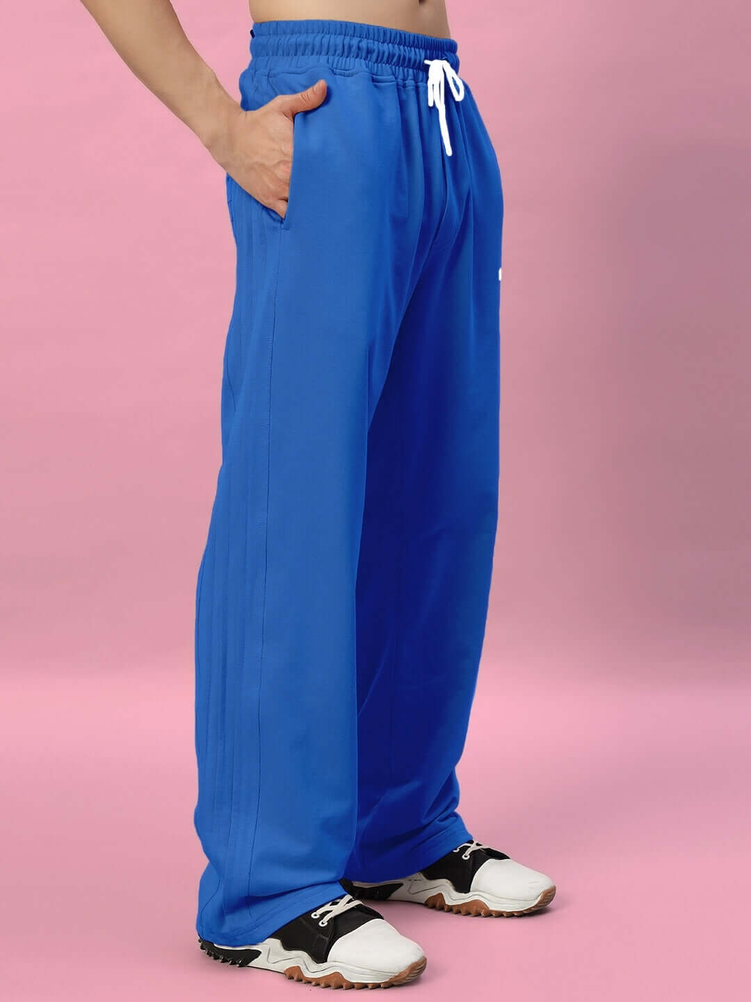 Quantum Relaxed-Fit Joggers in Royal Blue, showcasing a comfortable and stylish design perfect for casual wear.