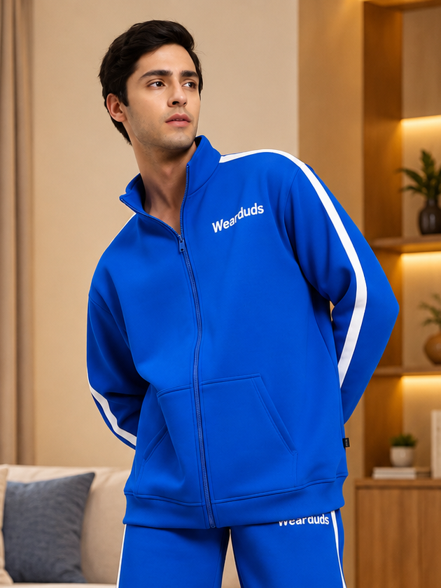 RAPID STRIDE COTTON FLEECE JACKET ROYAL BLUE - Wearduds, view 2