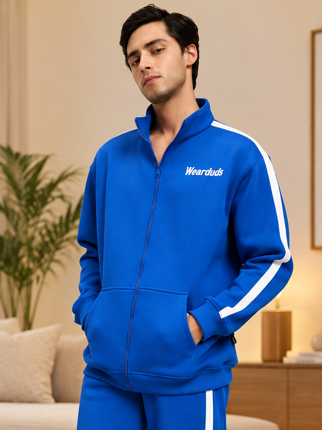 RAPID STRIDE COTTON FLEECE JACKET ROYAL BLUE - Wearduds, view 1