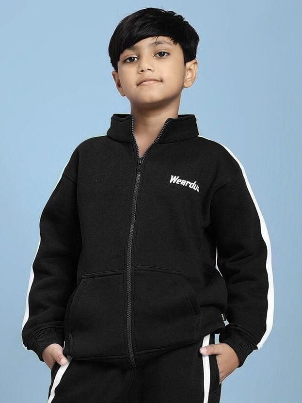 RAPID STRIDE FLEECE JACKET FOR BOYS AND GIRLS BLACK - KIDS JACKET