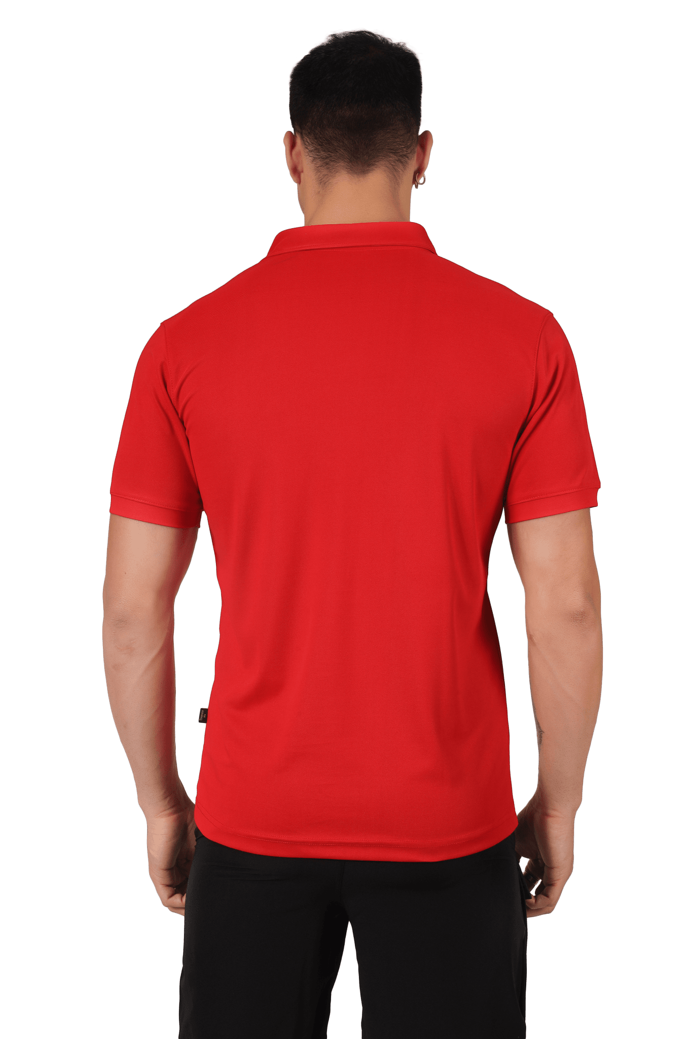 RED POLO NECK HALF STRETCH T - SHIRT - Polo T-shirt