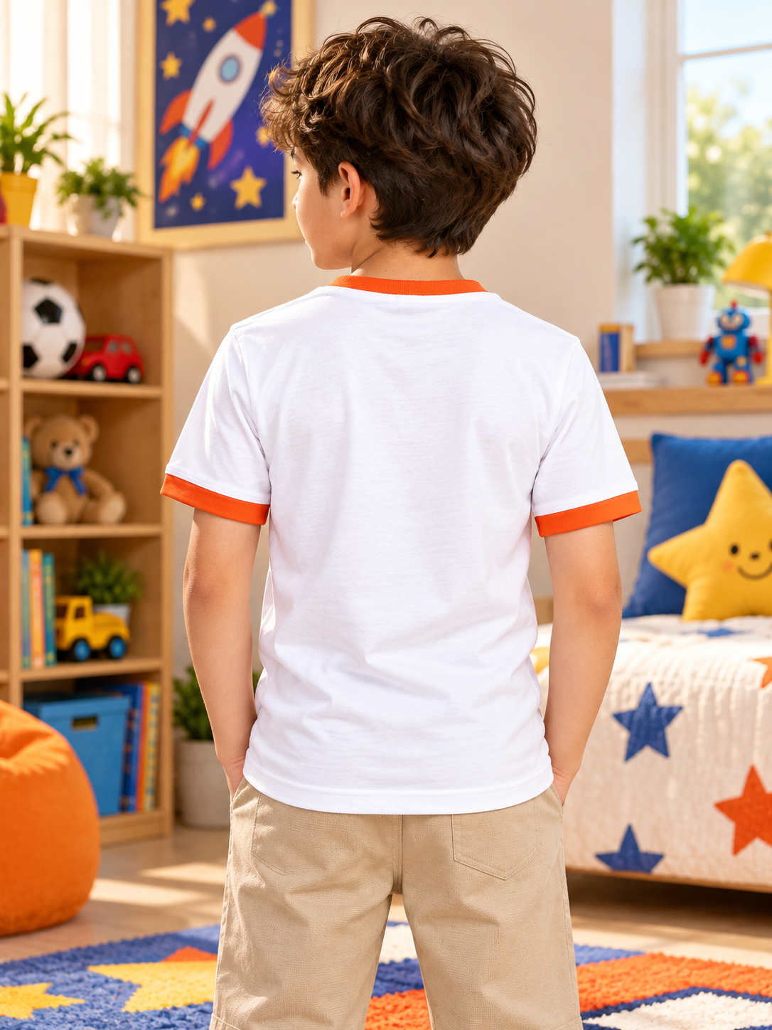 RINGER REGULAR FIT T-SHIRT FOR BOYS GIRLS WHITE
