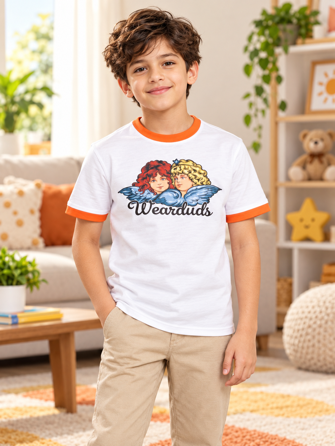 RINGER REGULAR FIT T-SHIRT FOR BOYS GIRLS WHITE