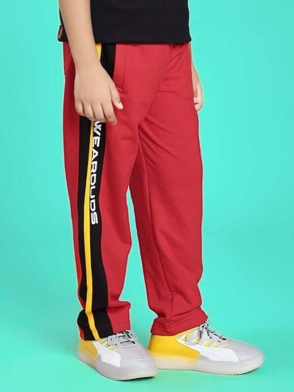 ROGER RELAXED-FIT JOGGER FOR BOYS AND GIRLS RED BLACK side view