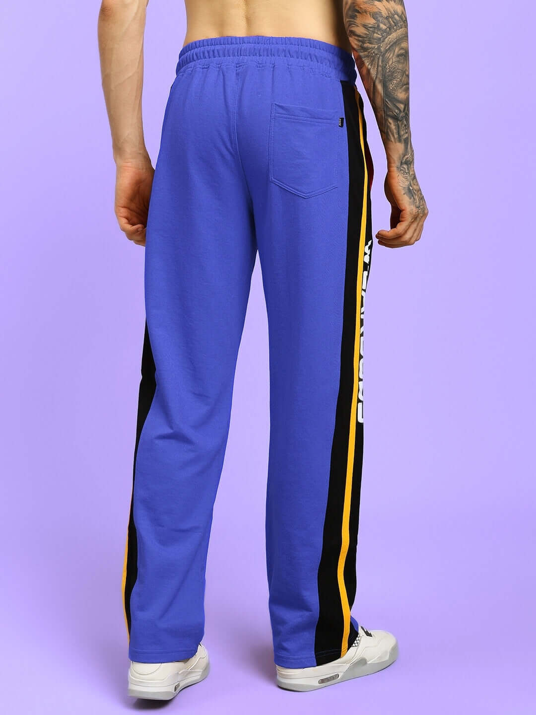 Back view of ROGER RELAXED-FIT JOGGERS BLUE on a model