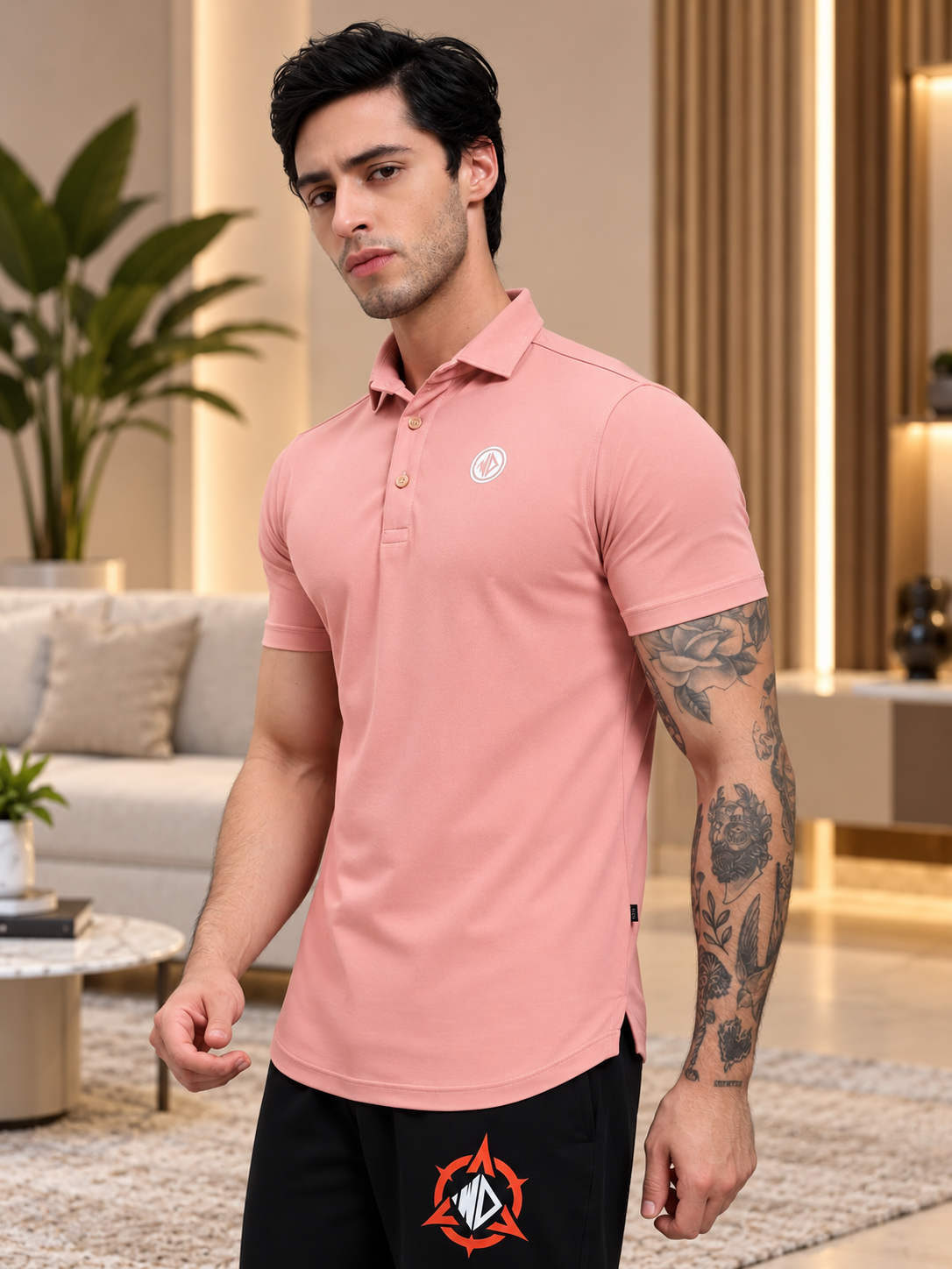 ROSEWOOD POLO REGULAR FIT T-SHIRT PINK - Wearduds, view 4