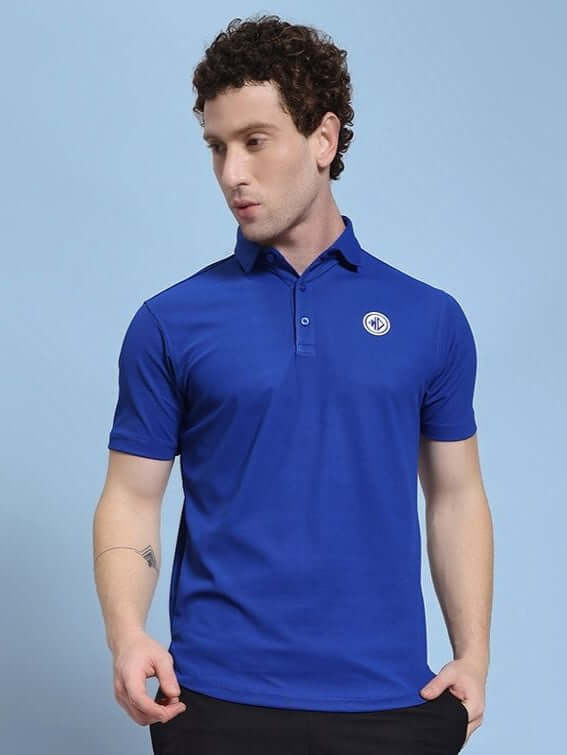 ROSEWOOD POLO REGULAR FIT T-SHIRT BLUE worn by a model