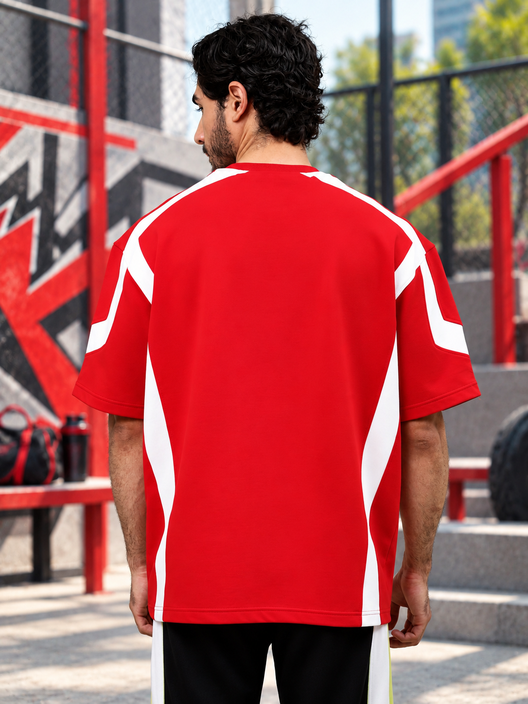 RUGBY OVER-SIZED T-SHIRT RED WHITE