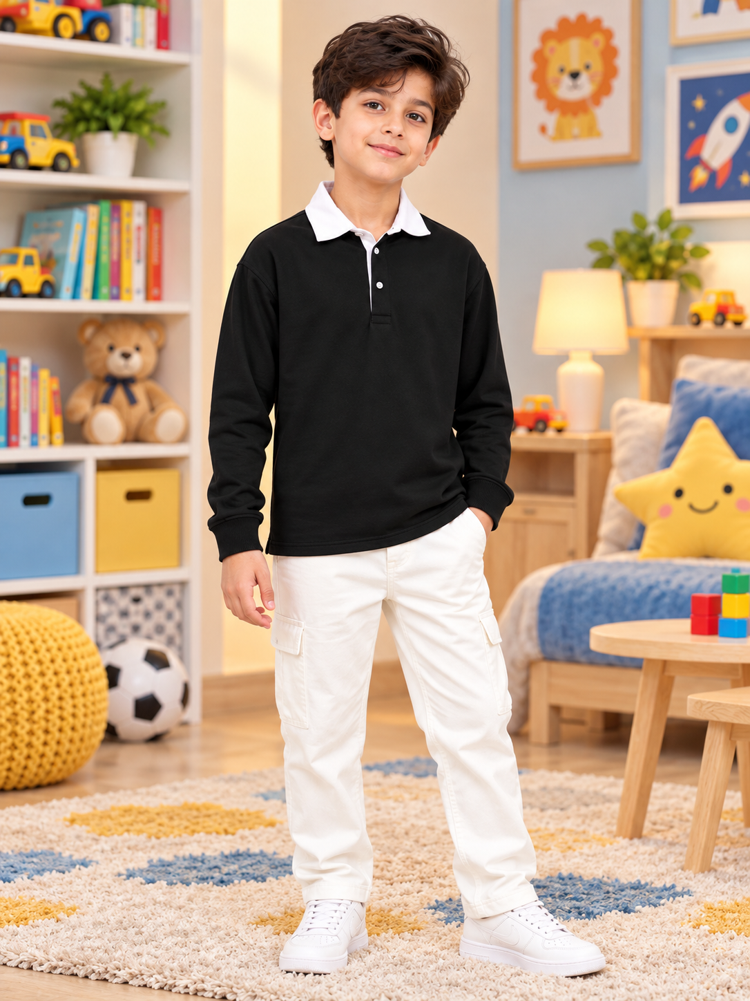 SAGOL POLO OVERSIZED SWEATSHIRT KIDS BLACK