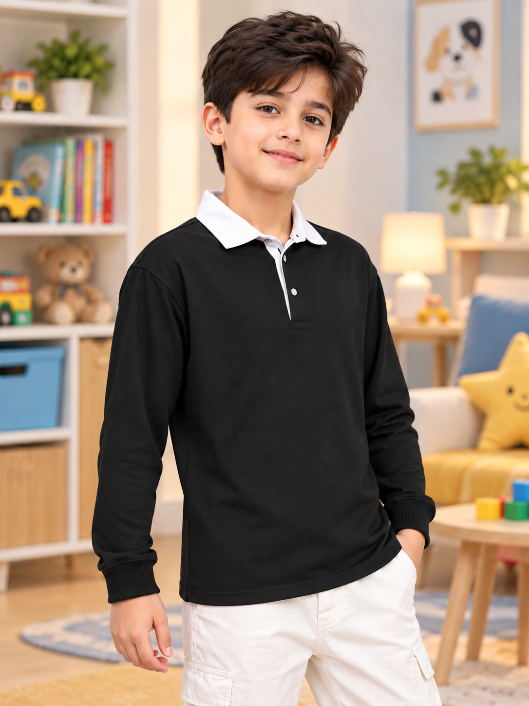 SAGOL POLO OVERSIZED SWEATSHIRT KIDS BLACK