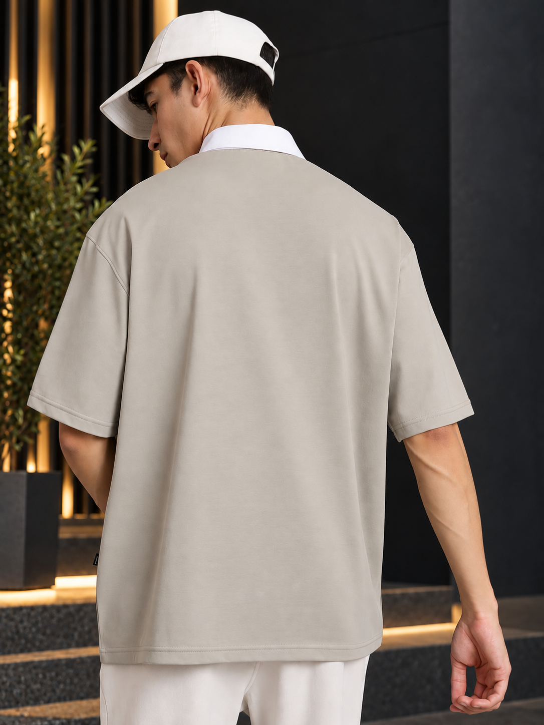 SAGOL POLO OVERSIZED T-SHIRT GRAINED GREY - Wearduds, view 3