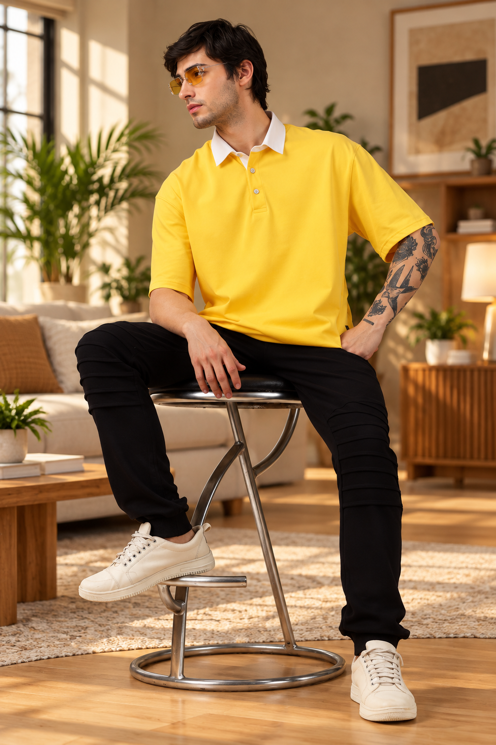 SAGOL POLO OVERSIZED T-SHIRT YELLOW - Wearduds, view 5