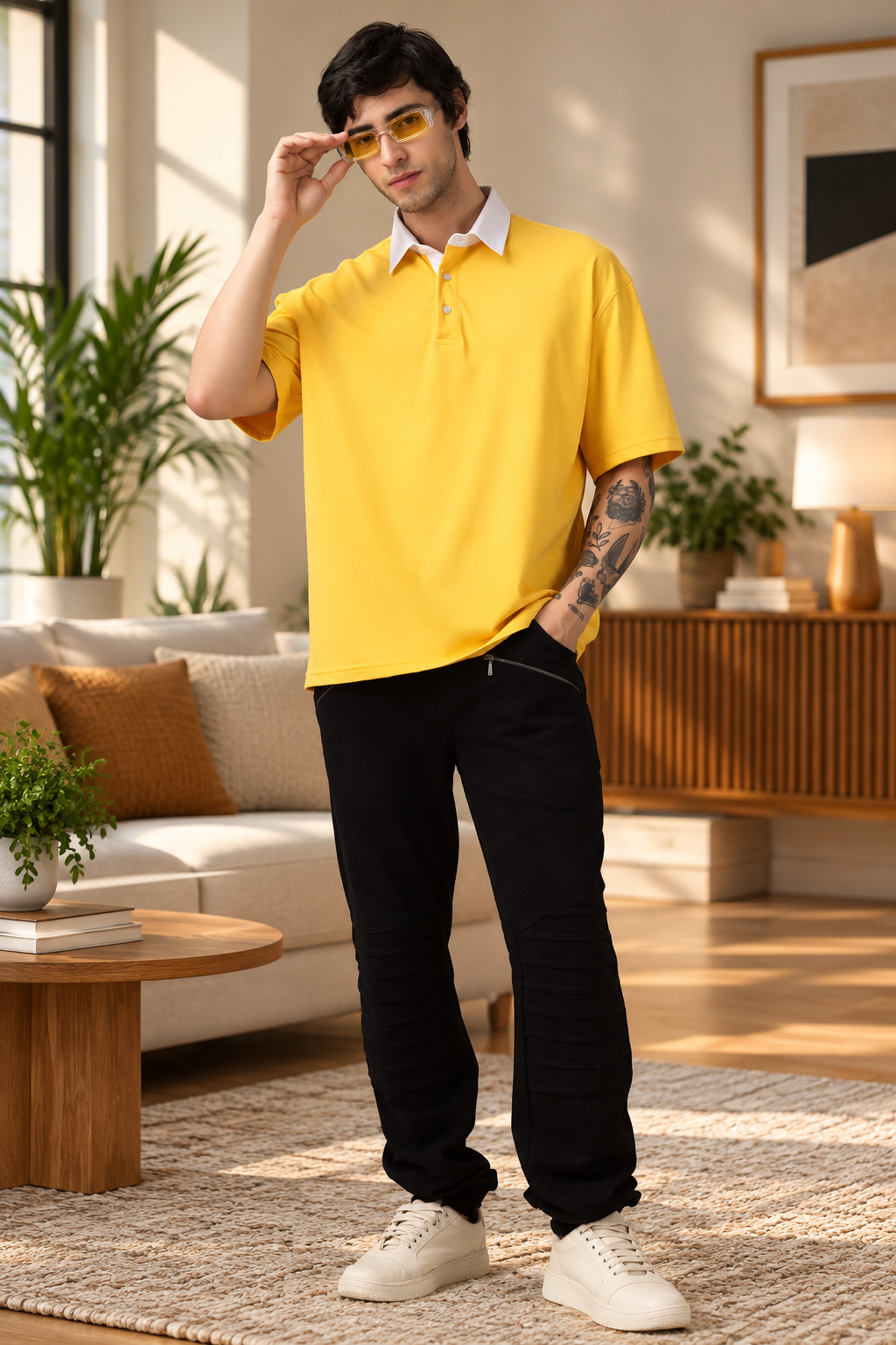 SAGOL POLO OVERSIZED T-SHIRT YELLOW - Wearduds, view 6