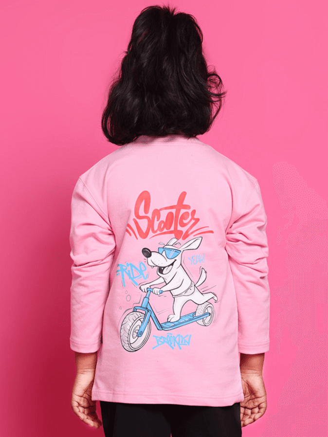 SCOOTER OVERSIZED SWEATSHIRT FOR BOYS GIRLS PINK - KIDS SWEATSHIRT