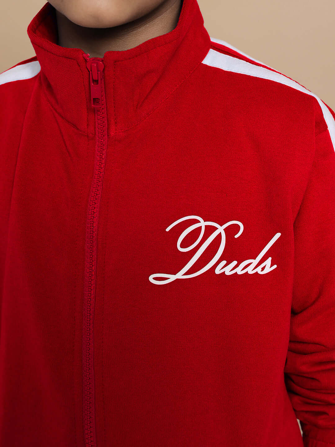 Red Scotia Co-ord Set for Boys & Girls with 'Duds' Logo, Premium Cotton Terry, 100% Cotton, Bio-washed, Cold Machine Wash