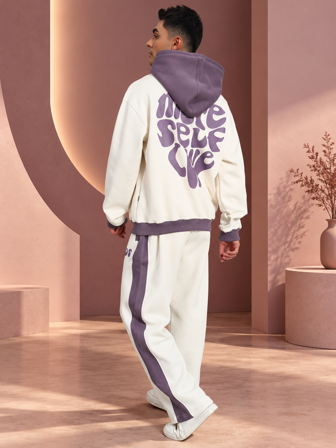 SELF LOVE FLEECE CO-ORD WHITE VIOLET - Wearduds, view 2