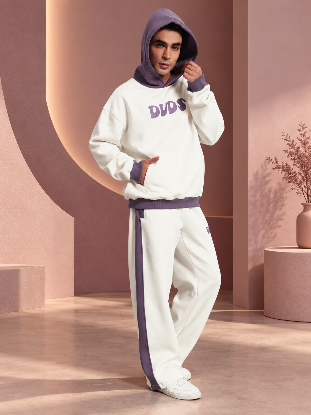 SELF LOVE FLEECE CO-ORD WHITE VIOLET - Wearduds, view 1