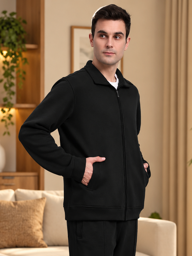 SHAGGY COTTON FLEECE JACKET BLACK - Wearduds, view 4