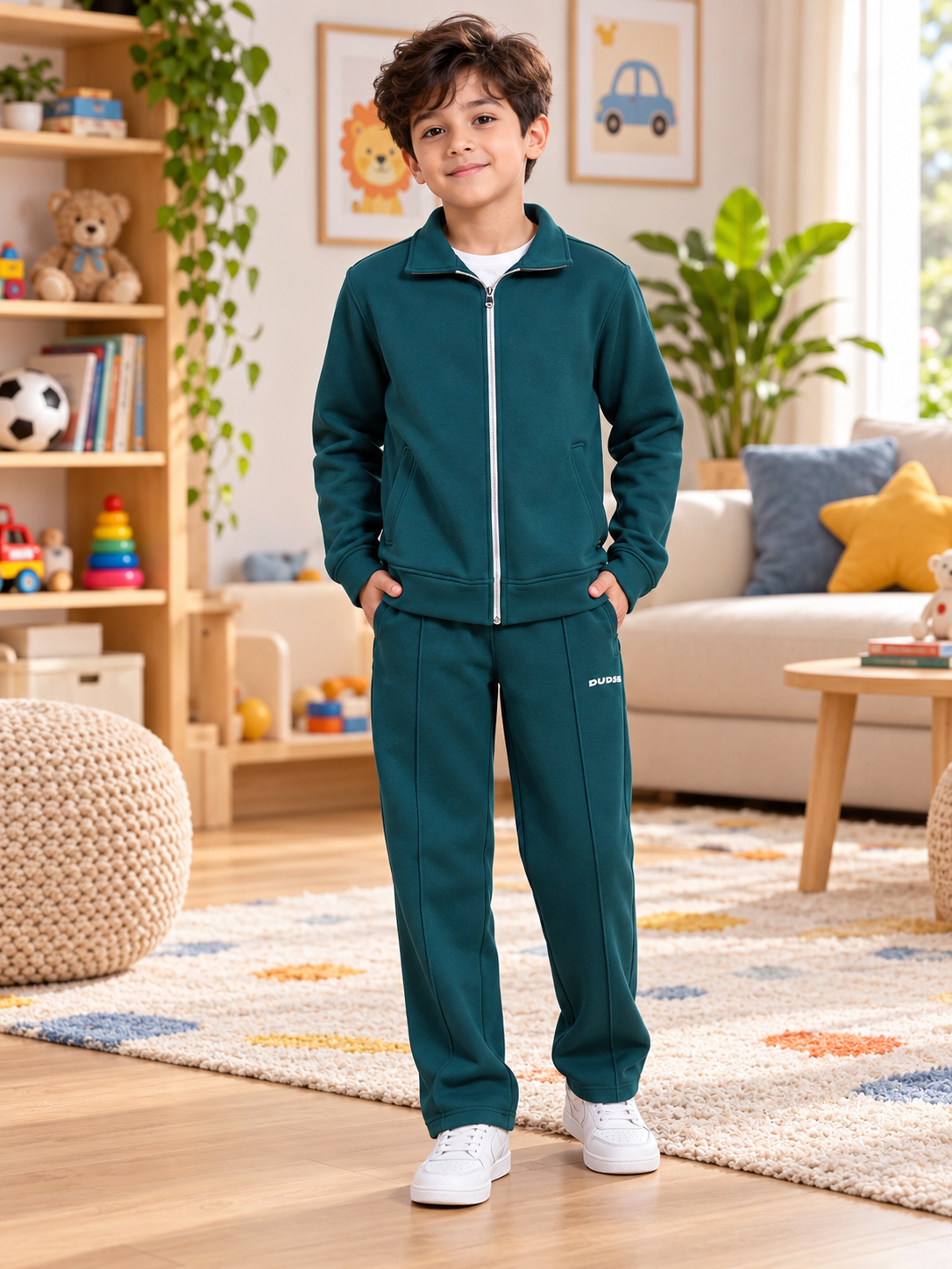 SHAGGY FLEECE JOGGER FOR BOYS & GIRLS TEAL GREEN - Wearduds, view 5