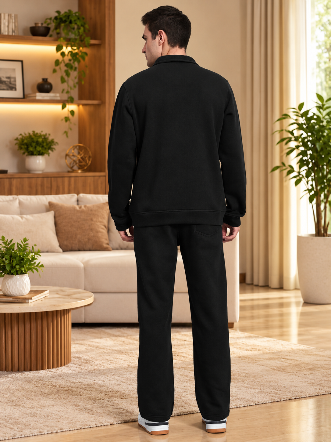 SHAGGY ZIPPER FLEECE CO-ORD SET BLACK - Wearduds, view 3