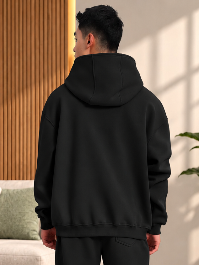SHOOTER COTTON FLEECE HOODIE BLACK - Wearduds, view 3