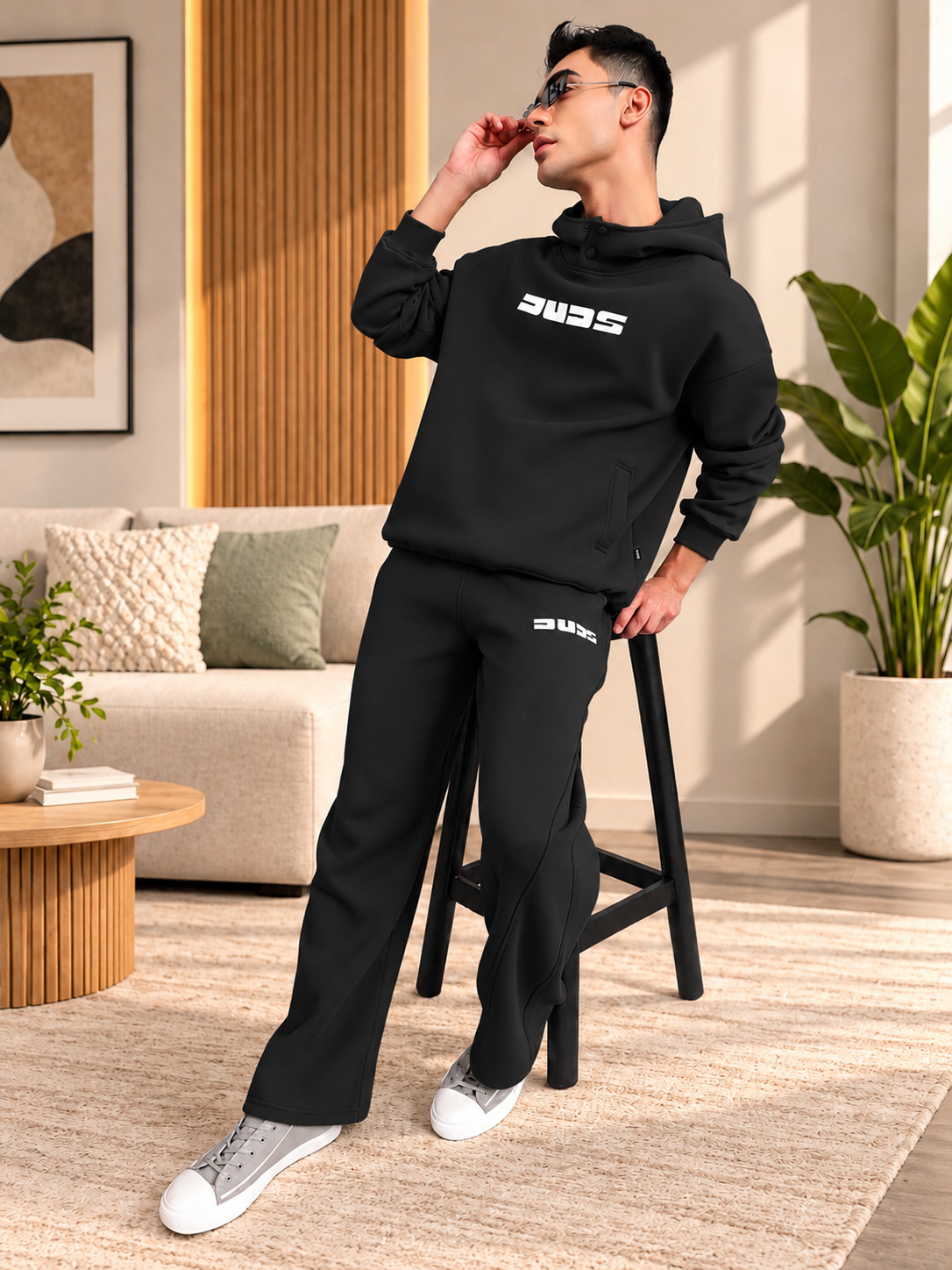 SHOOTER COTTON FLEECE HOODIE BLACK - Wearduds, view 6