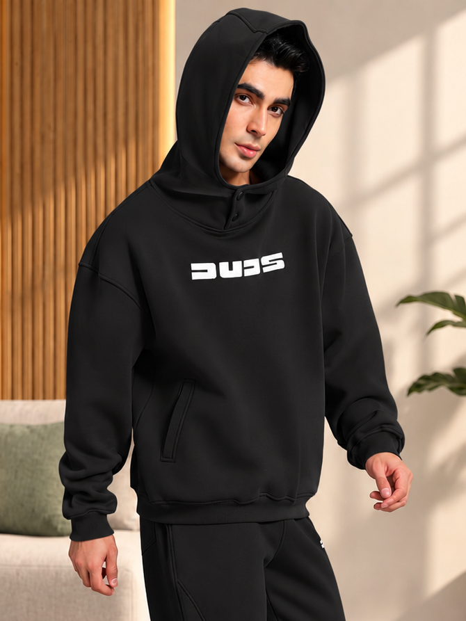 SHOOTER COTTON FLEECE HOODIE BLACK - Wearduds, view 1