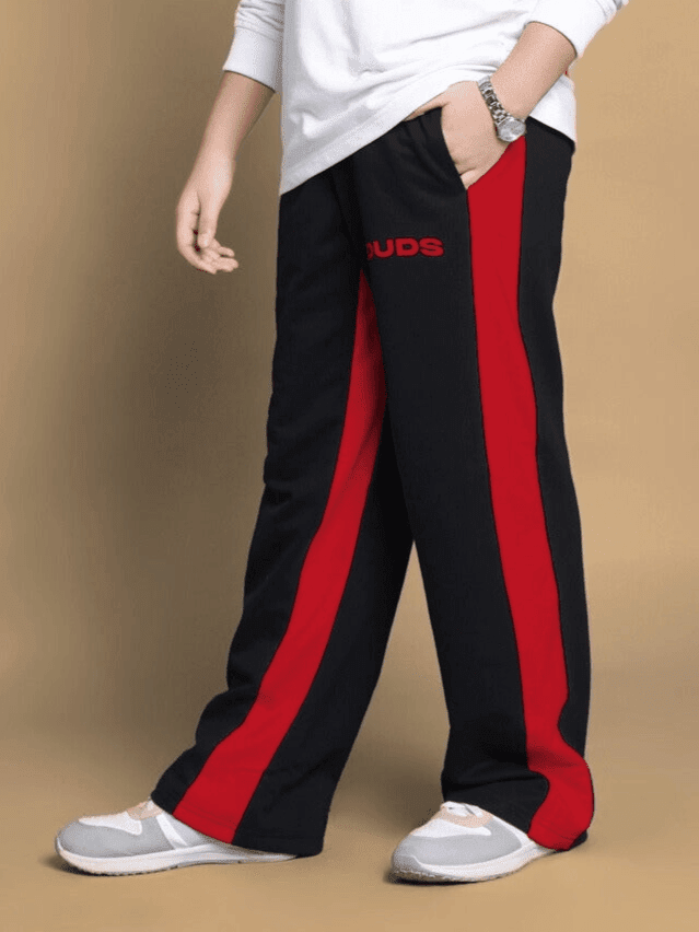 SIDE SEAM BAGGY JOGGER FOR BOYS GIRLS BLACK RED - KIDS JOGGER