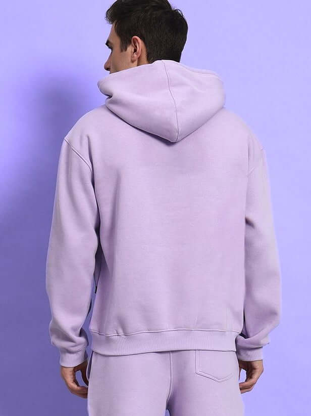 SILENT HUG PRINTED FLEECE HOODIE LILAC - Hoodie
