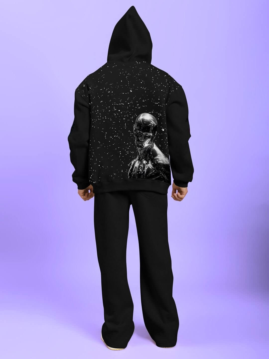 SILVER SURFER FLEECE CO-ORD SET BLACK with bold streetwear design, showcasing comfort and style.