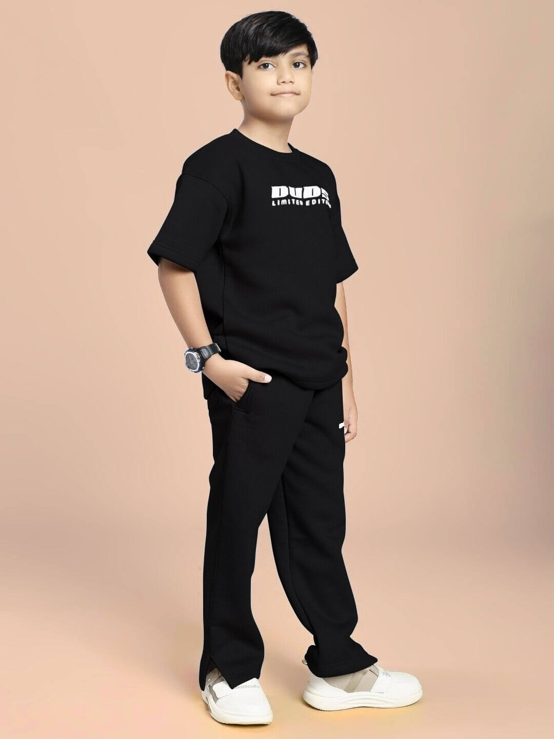 Child wearing SKODA FLEECE CO-ORD FOR BOYS AND GIRLS BLACK, stylish and comfortable with ultra-soft fleece.