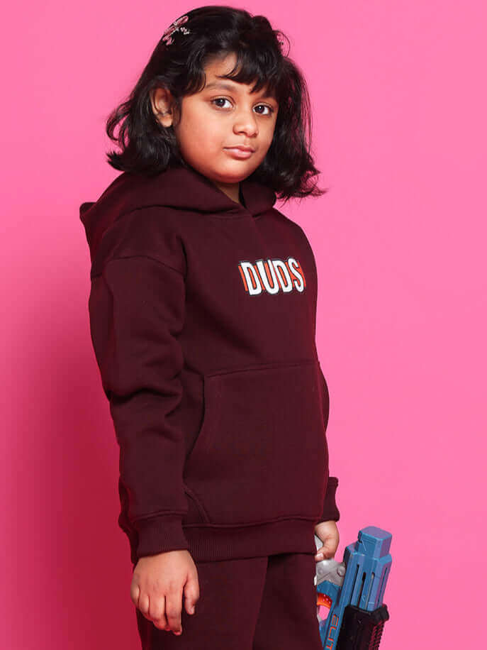 Child wearing Snoopy Co-Ord for Boys Girls Wine, featuring a rich wine color and Peanuts character design.