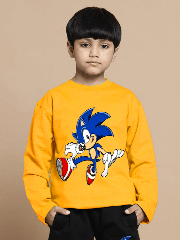 SONIC OVERSIZED SWEATSHIRT FOR BOYS & GIRLS YELLOW - KIDS SWEATSHIRT