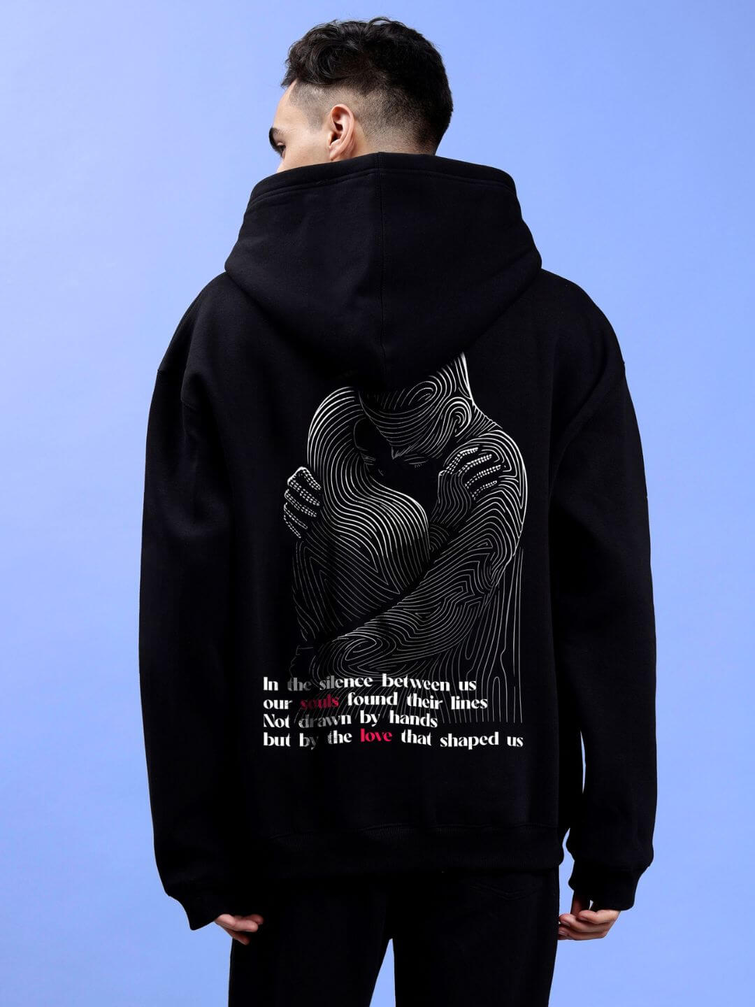 SOULS LOVE LINE ART OVERSIZE HOODIE BLACK - Hoodie