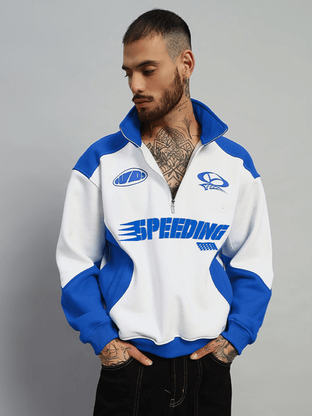 SPEEDING FLEECE COLORBLOCK JACKET ROYAL BLUE - JACKET