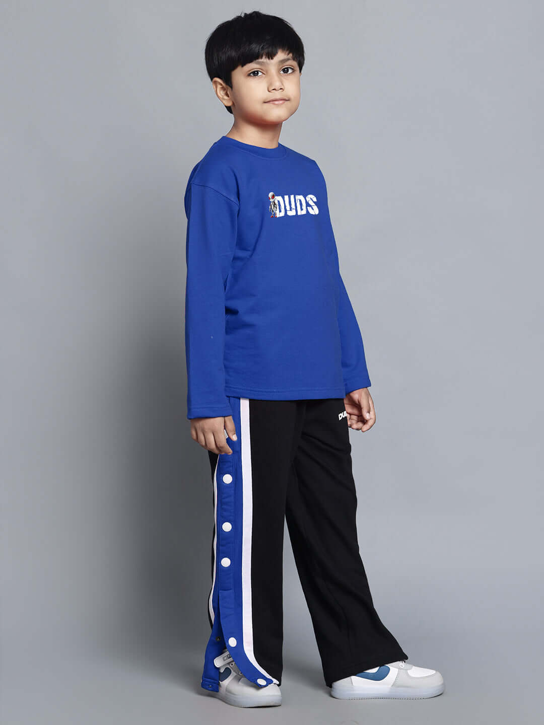 Child wearing SPIDERROBO COTTON CO-ORD FOR BOYS AND GIRLS BLUE BLACK outfit